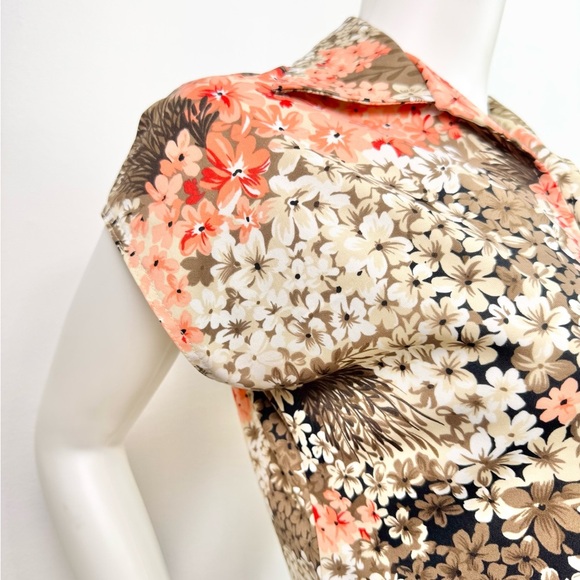 Mardi Modes New York ILGWU Vintage Floral Wide Collar Cap Sleeve Blouse USA - Picture 7 of 16